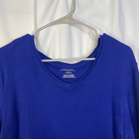 Chico's Tee shirt T blouse top women's 16 blue bright half sleeve soft comfy - Picture 2 of 12